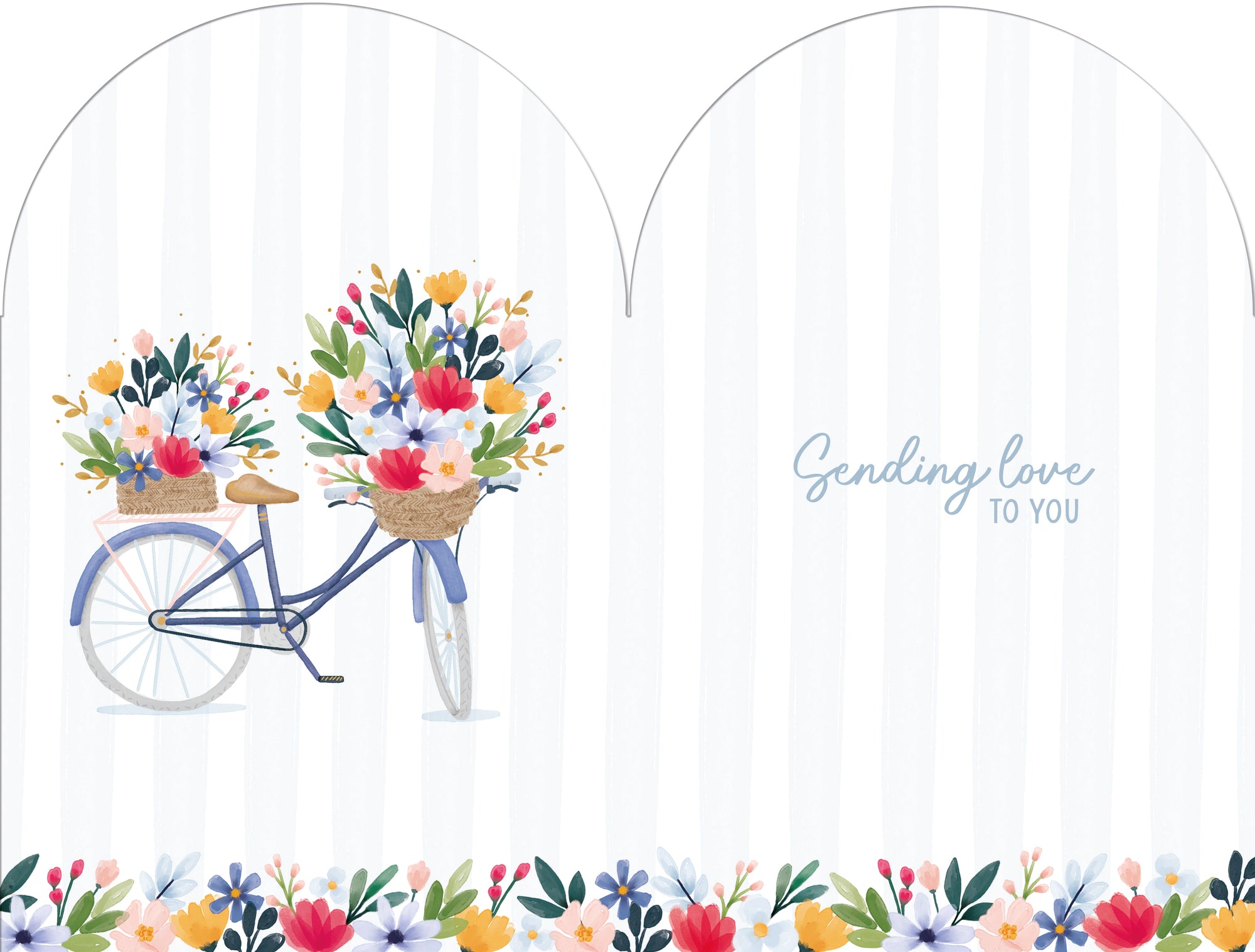 Wishing Well Birthday Card To Friends, Family Or Someone Special, Bicycle With Flowers 12.7 x 20.3 cm
