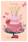 Luxury Gold Foiled Birthday Card 'To A Lovely Niece' designed by Wishing Well Studios 5 X 8 inches
