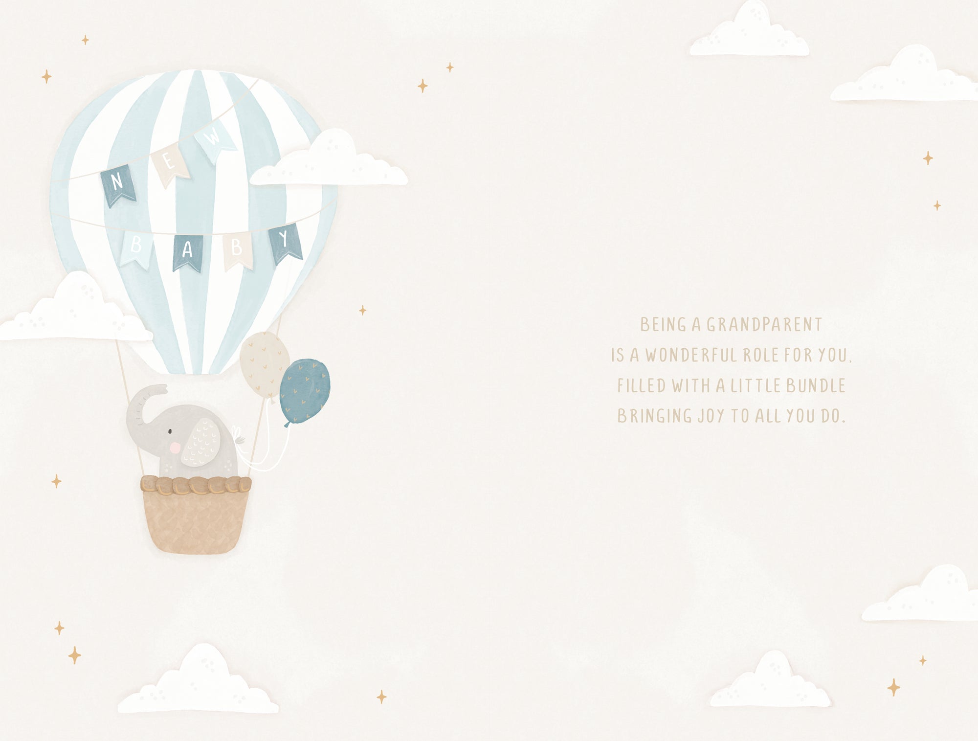 Luxury gold foil 'You've Got A New Grandson' Greeting Card by Wishing Well Studios, 8 X 5 Inches