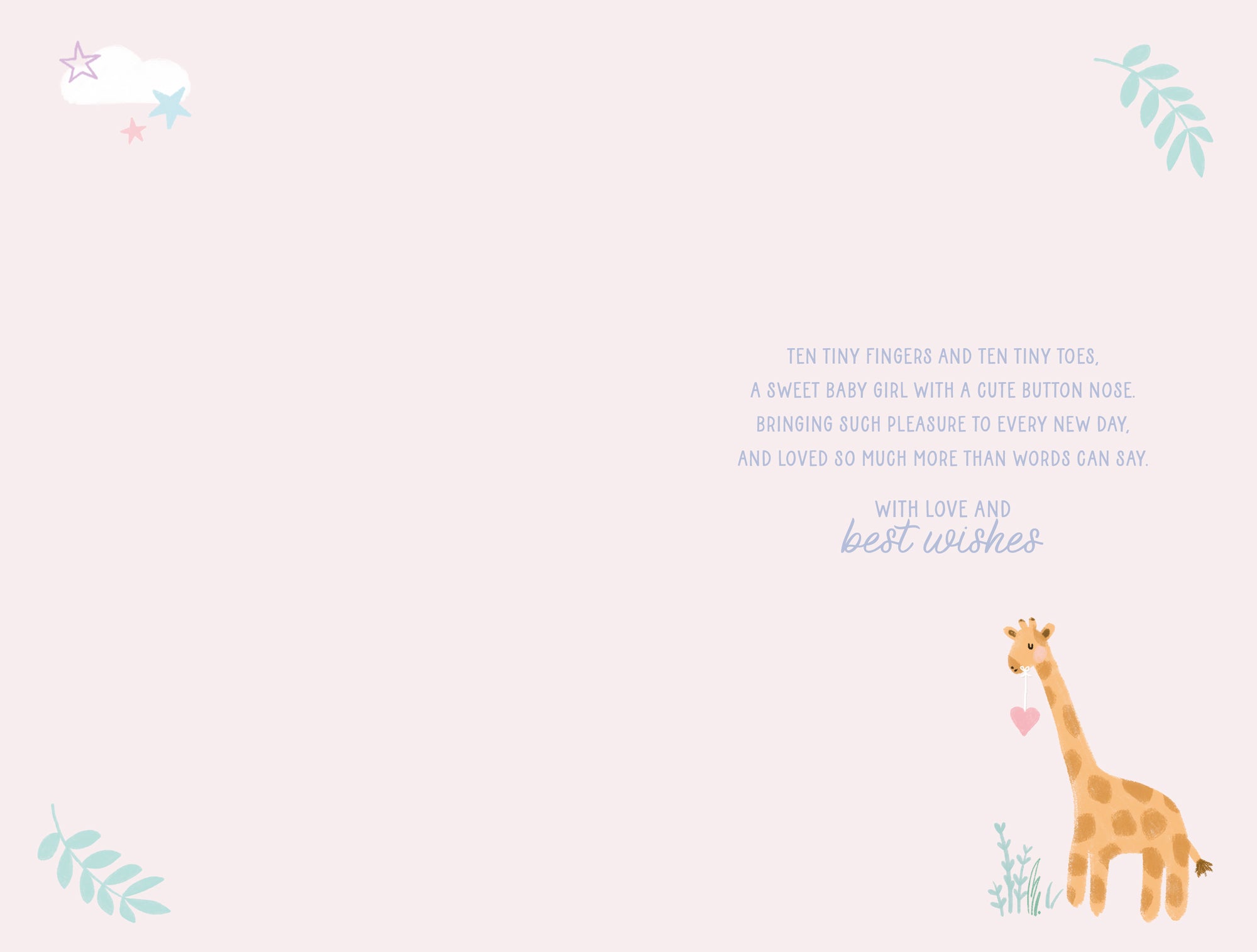 Luxury gold foil 'Welcome To The World Little One' Baby Girl Greeting Card by Wishing Well Studios, 5 X 8 Inches