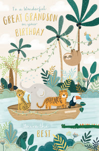 Luxury gold foil 'Wonderful Great Grandson' Birthday Card by Wishing Well Studios, 5 X 8 Inches