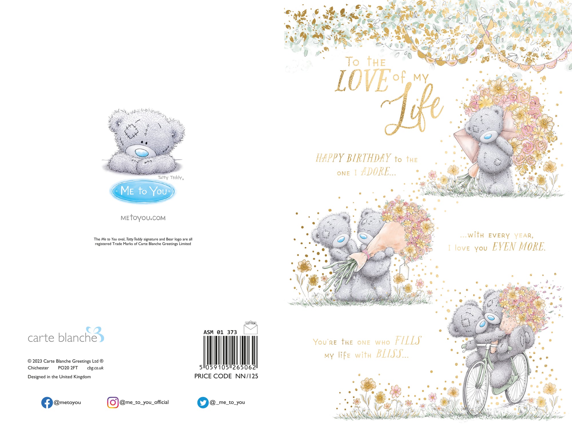 Me to You Tatty Teddy Happy Birthday To The Love Of My Life Greeting Card 6x9ins