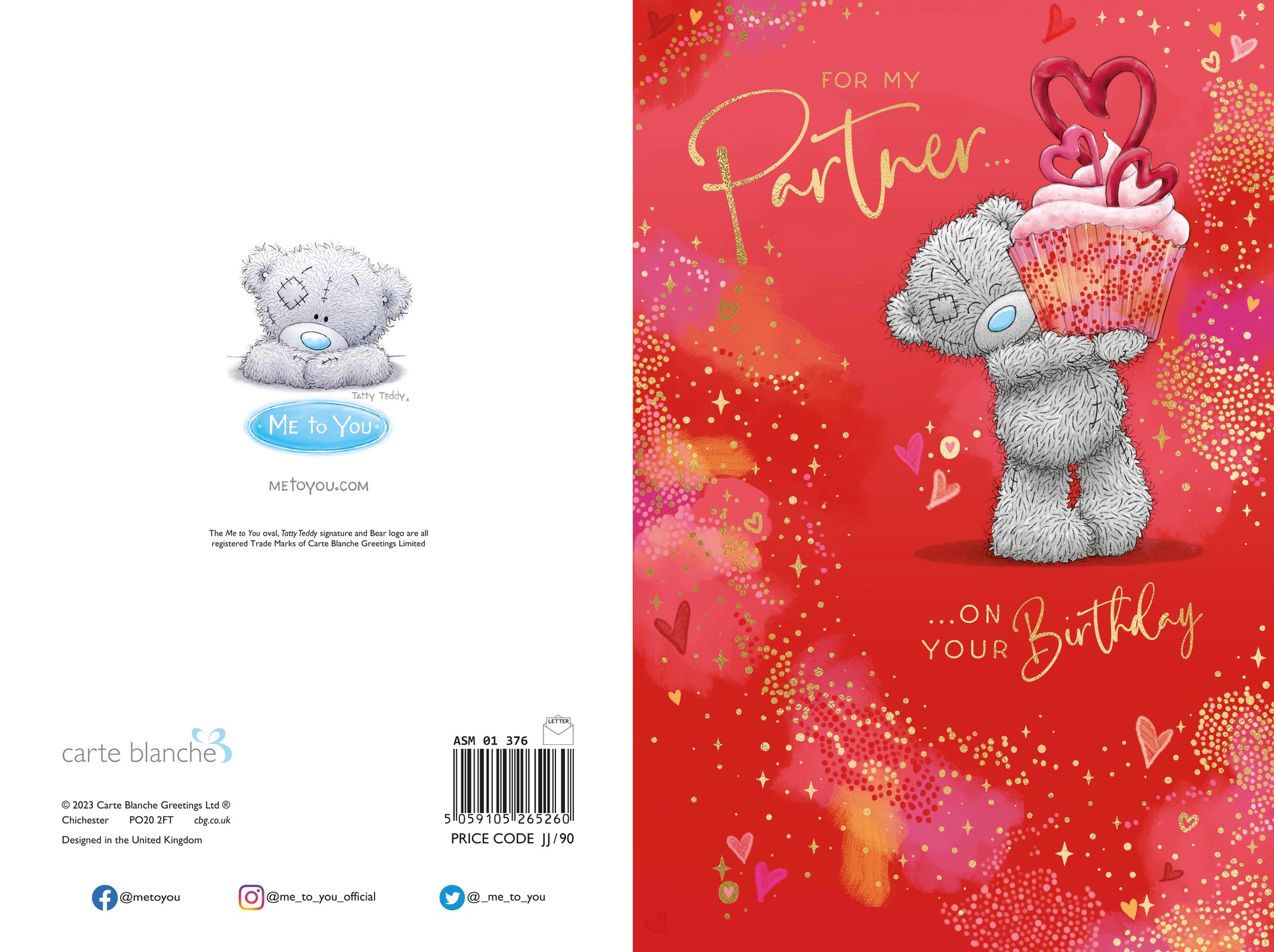 Me to You Tatty Teddy For My Partner Birthday Greeting Card 6x9ins