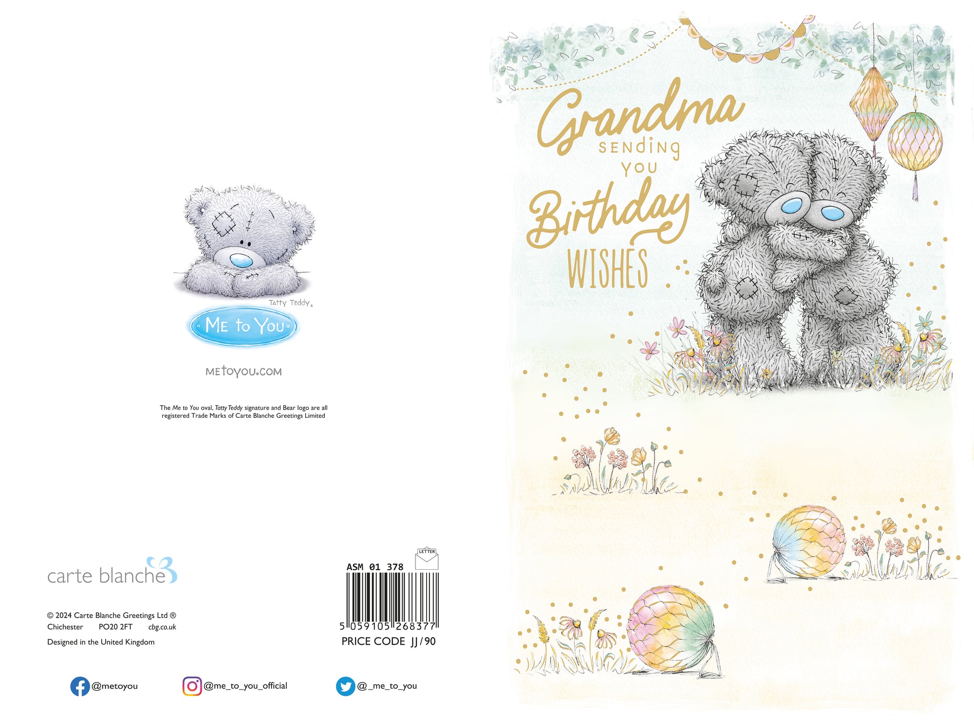 Me to You Tatty Teddy Cute Birthday Card For Grandma Bears Hugging -