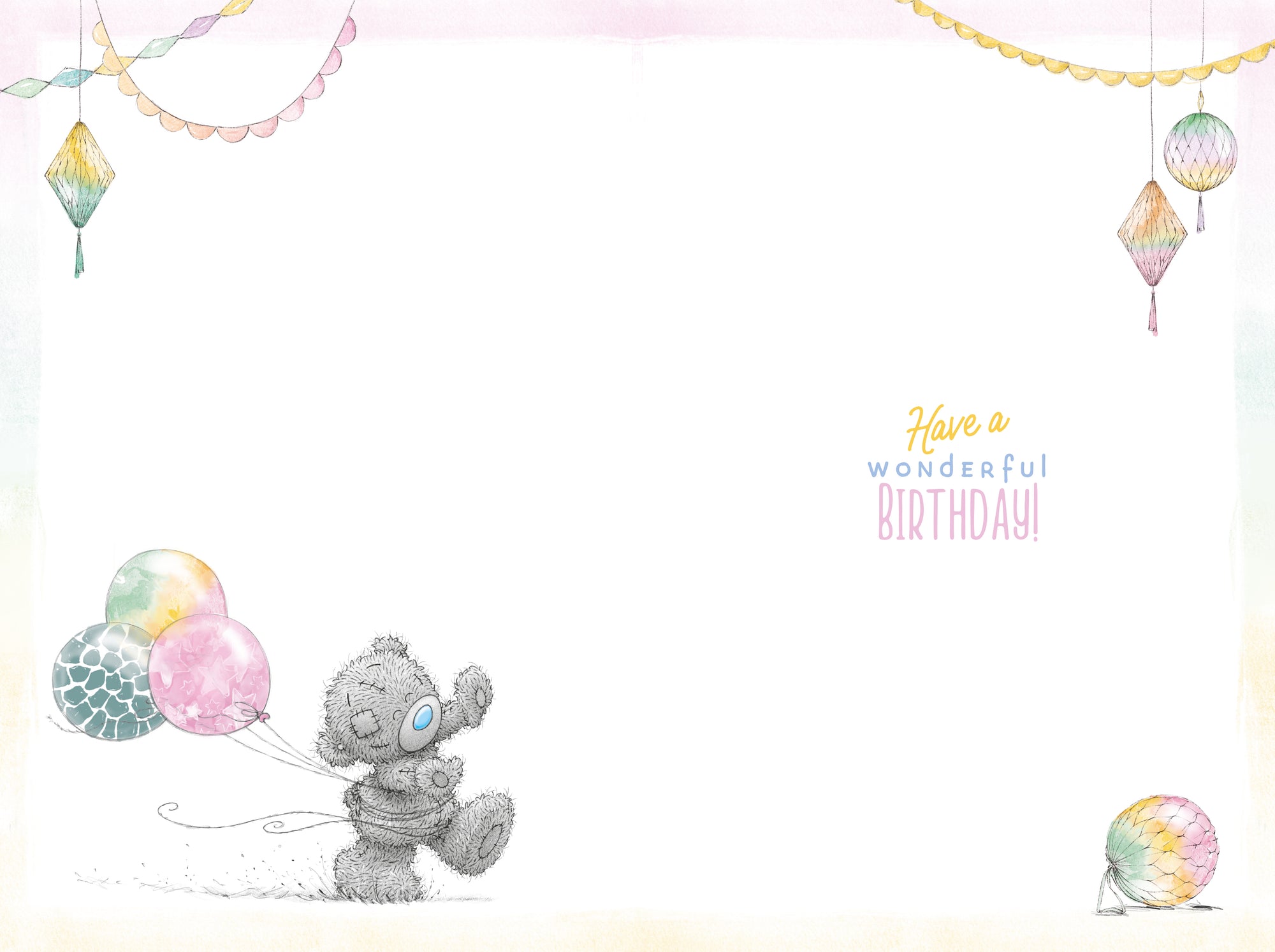 Me to You Tatty Teddy Cute 40th Birthday Card Bear Chasing Balloons -  6 x 9