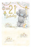 Me to You Tatty Teddy Cute 21st Birthday Card, Bear With Bubbly - Official Collection 15cm x 23cm
