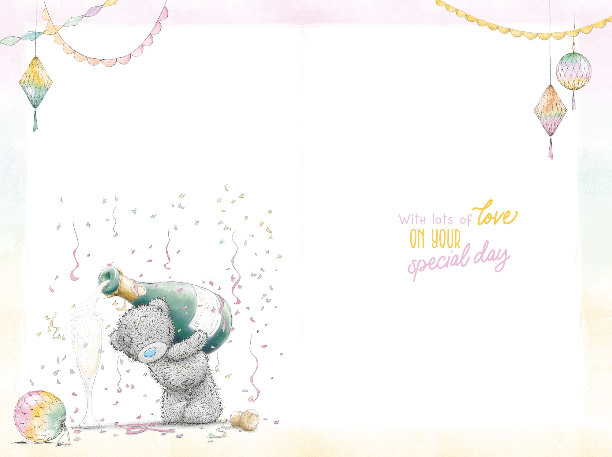 Me to You Tatty Teddy Cute 21st Birthday Card, Bear With Bubbly - Official Collection 15cm x 23cm