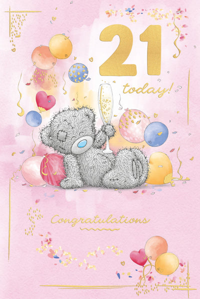 Cartoline di compleanno - Migliori Auguri! ~ Teddy con fiore