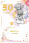Me To You Tatty Teddy 50 Today Luxury Gold Embellished Birthday Card, 6 X 9 Inches - Official Collection