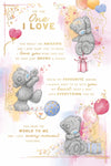 Me To You Tatty Teddy One I Love Luxury Gold Foil Embellished Birthday Card, 6 X 9 Inches - Official Collection
