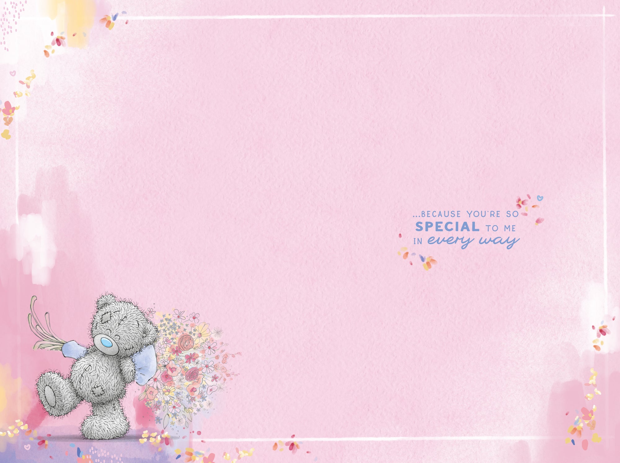 Me To You Tatty Teddy Cute Birthday Card To My Beautiful Girlfriend, Tatty Teddy Holding A Bouquet Of Flowers 15.2 X 22.8 cm - Official Collection