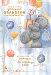 Me to You Tatty Teddy For A Special Grandson Bear With Gifts And Balloons Luxury Gold Foil Birthday Card, 6 X 9 Inches - Official Collection