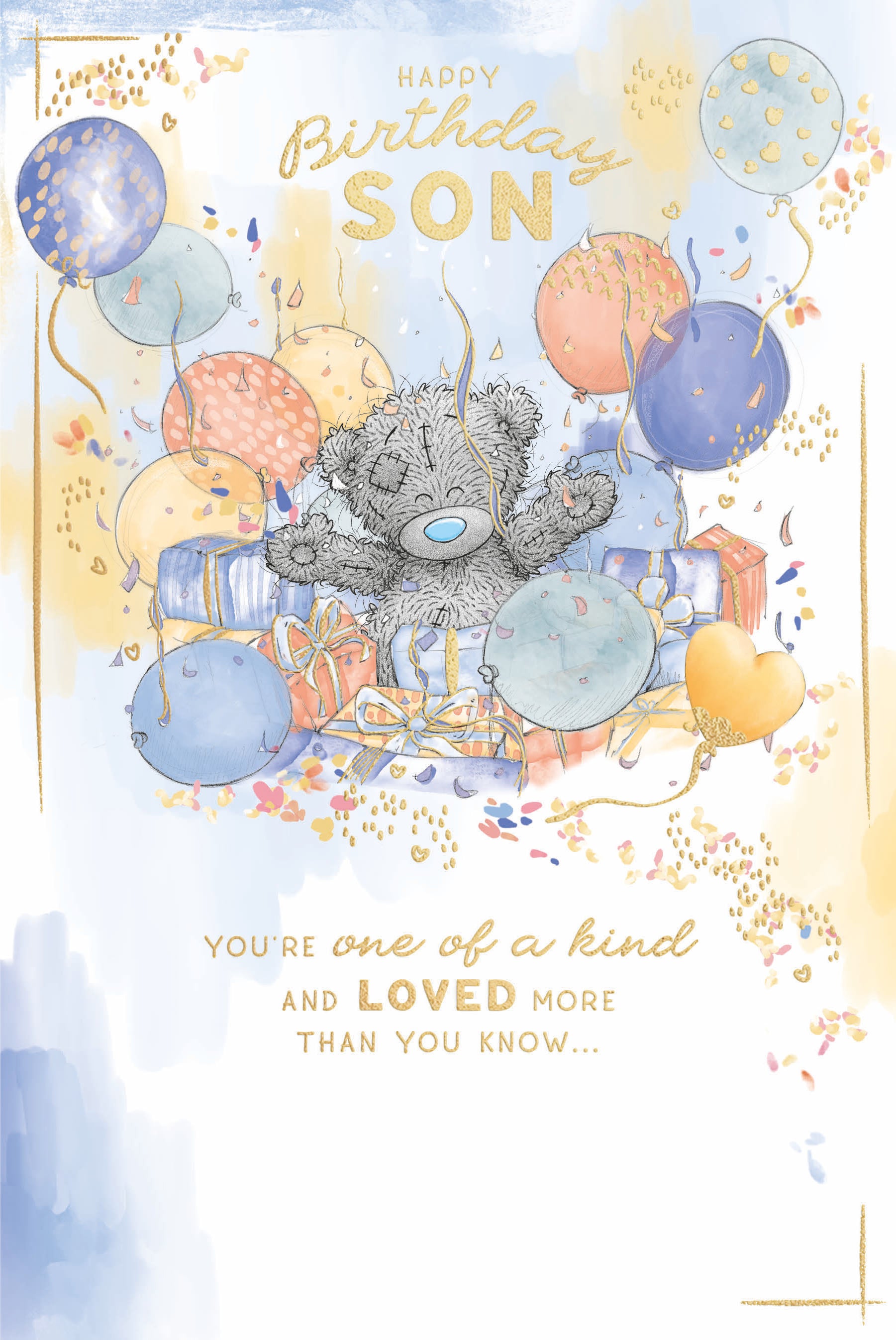 Me To You Tatty Teddy Son Balloons And Gifts Luxury Birthday Card, 6 X 9 Inches - Official Collection