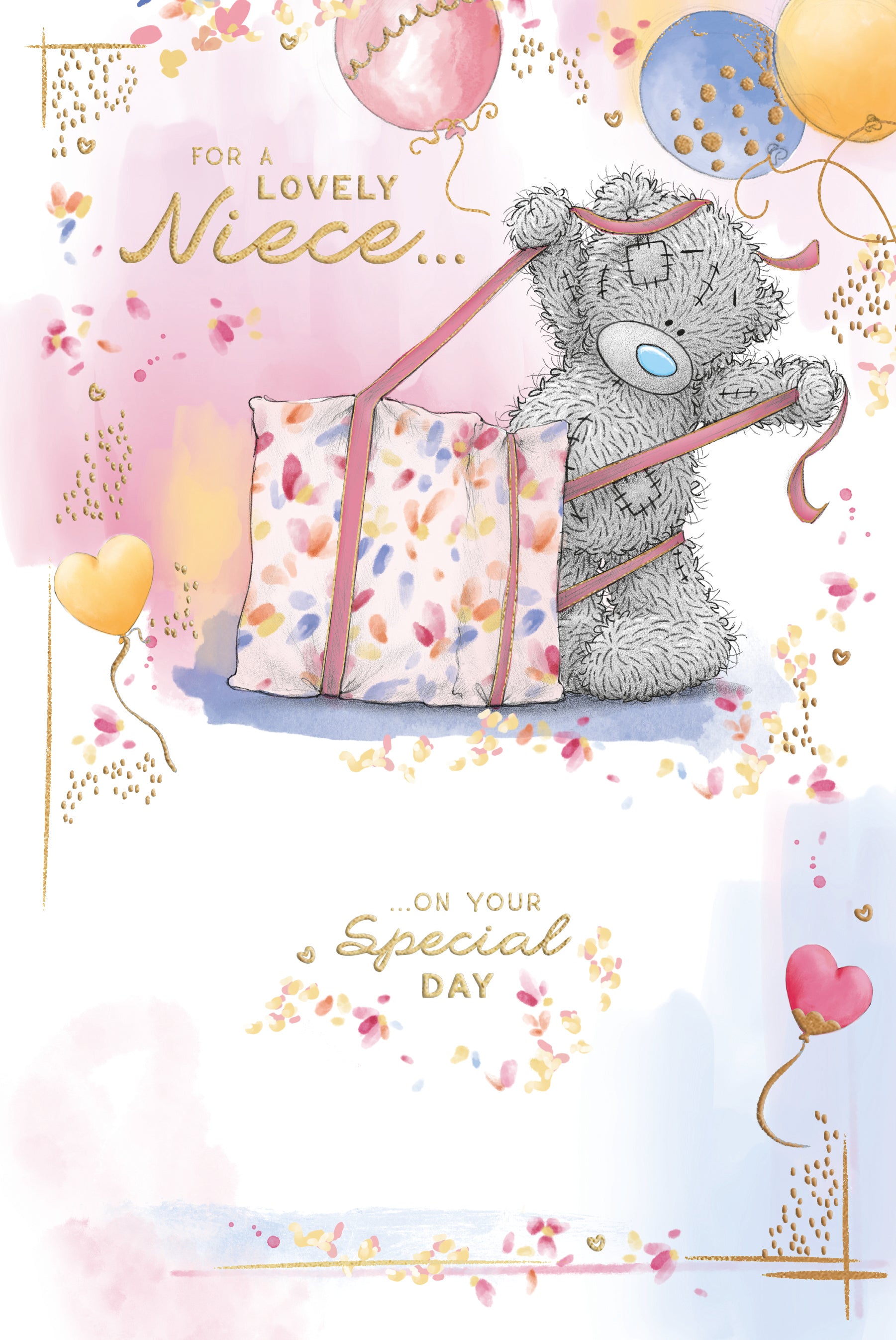 Me To You Tatty Teddy Lovely Niece Luxury Gold Foil Birthday Card, 6 X 9 Inches - Official Collection