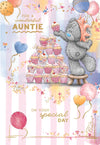Me To You Tatty Teddy Wonderful Auntie Bear Stacking Cupcakes Luxury Gold Foil Birthday Card, 6 X 9 Inches - Official Collection