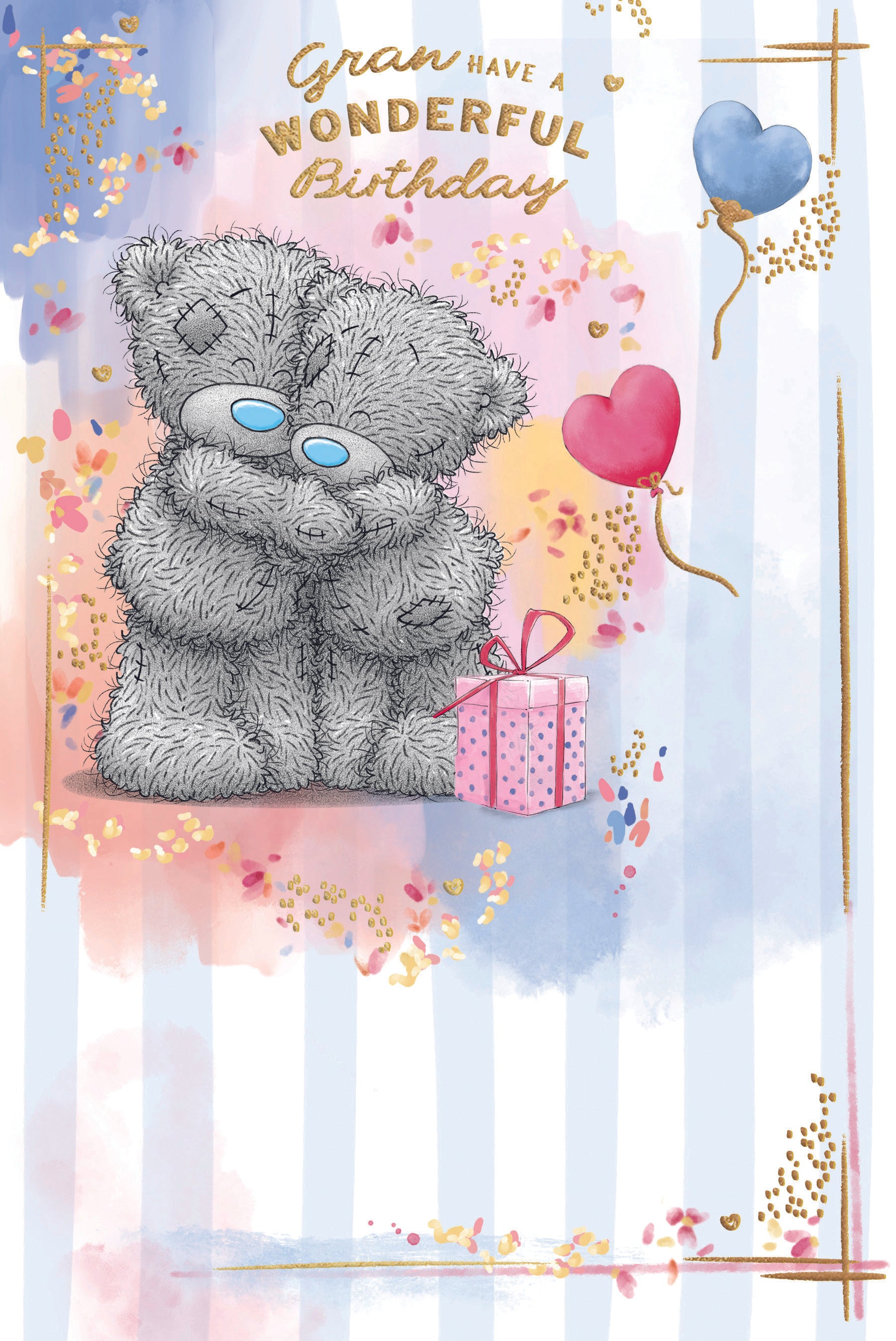 Me To You Tatty Teddy Gran Bears Hugging Luxury Gold Foil Birthday Card, 6 X 9 Inches - Official Collection