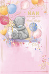 Me to You Tatty Teddy For Nan Luxury Gold Foil Bear With Gift And Balloons Birthday Card, 6 X 9 Inches - Official Collection