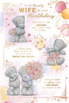 Me To You Tatty Teddy Lovely Wife Bear With Flowers Luxury Gold Foil Birthday Card, 6 X 9 Inches - Official Collection