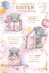 Me To You Tatty Teddy Wonderful Sister Bear With Gifts Luxury Gold Foil Birthday Card, 6 X 9 Inches - Official Collection
