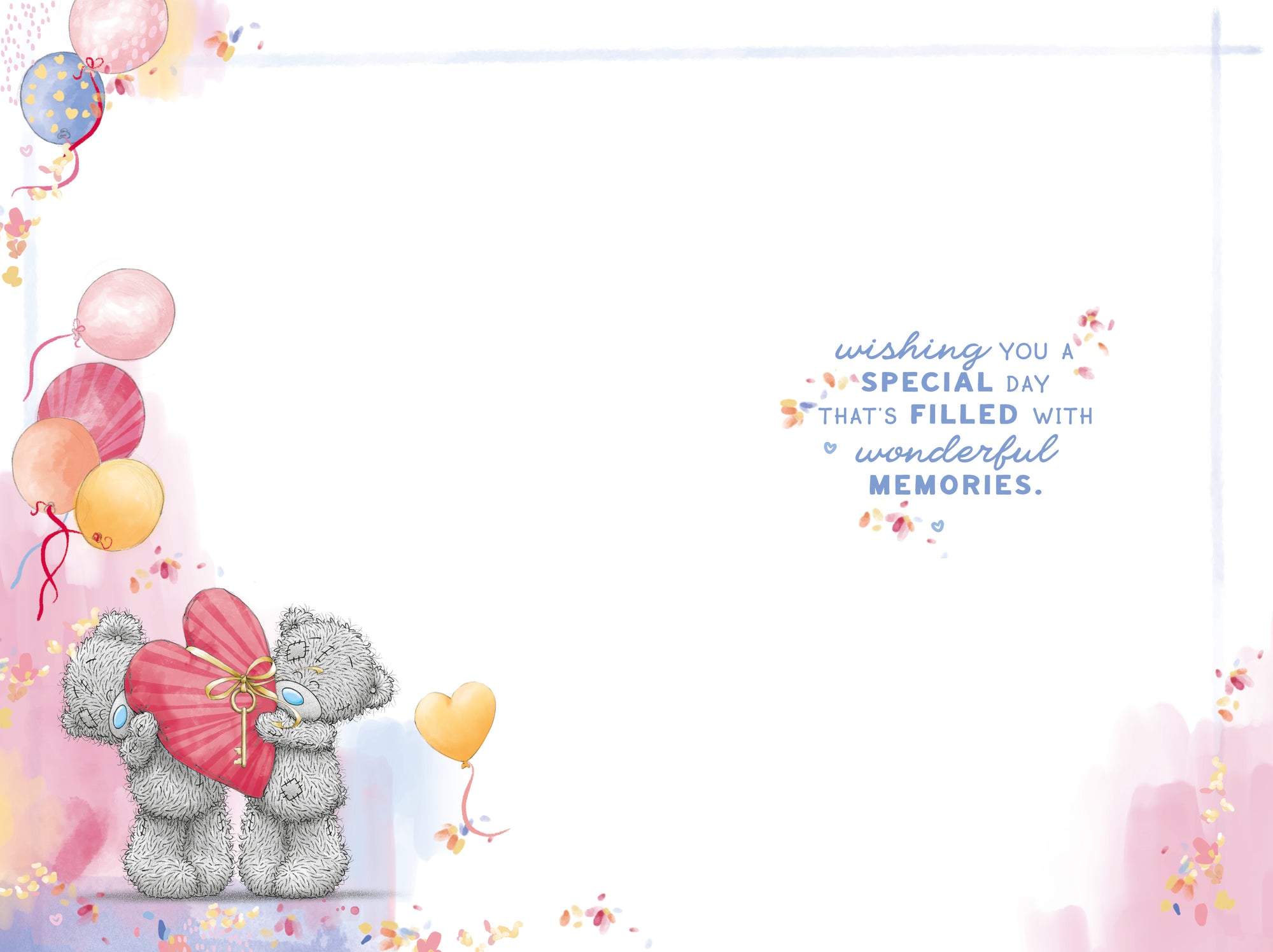 Me to You Tatty Teddy 'For My Beautiful Wife' Bears Hugging With Gift And Balloons Luxury Gold Foil Birthday Card, 6 X 9 Inches - Official Collection
