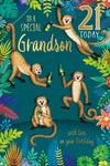 21st Birthday Card For Grandson Greeting Card By Wishing Well Studios 6 x 9 Inches