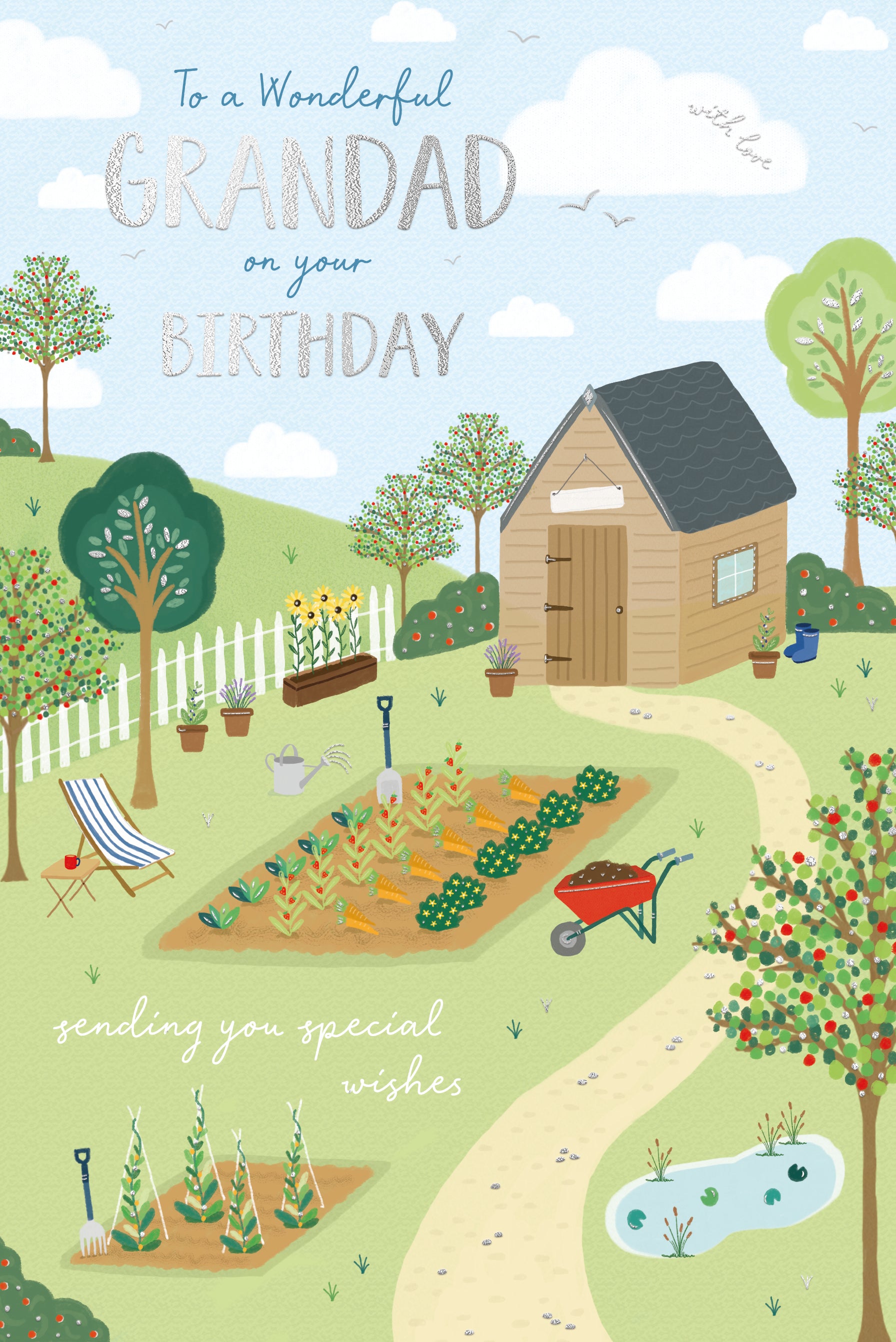 For A Wonderful Grandad on Your Birthday, with Alloment Illustrations by Wishing Well Studios