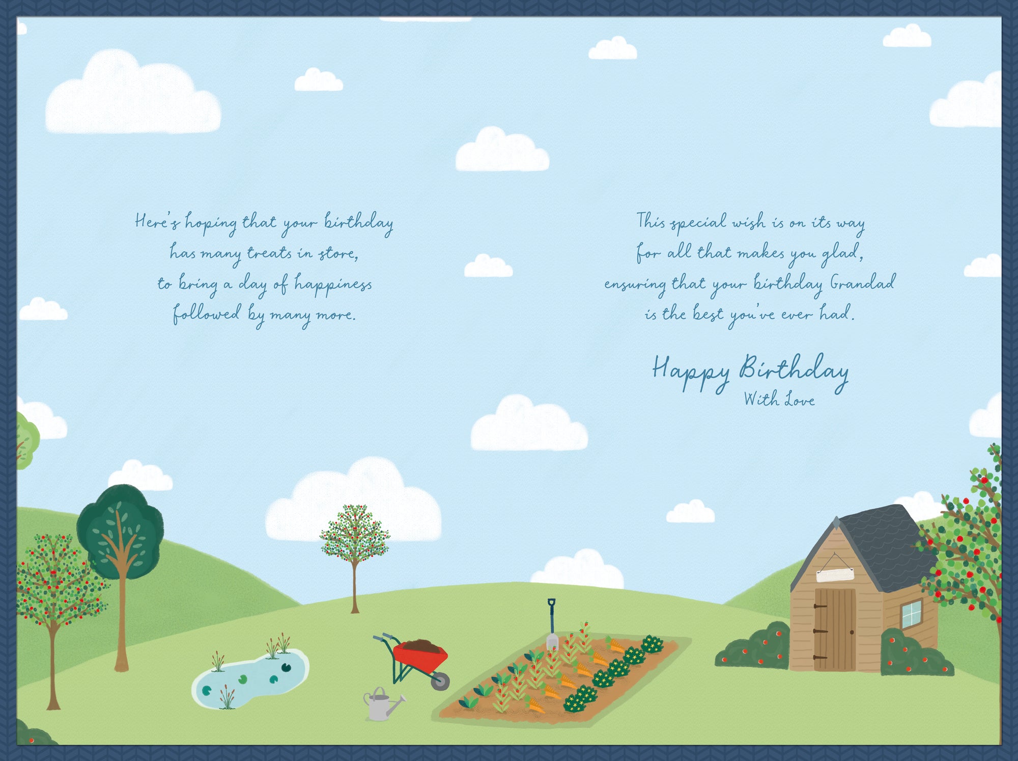 For A Wonderful Grandad on Your Birthday, with Alloment Illustrations by Wishing Well Studios