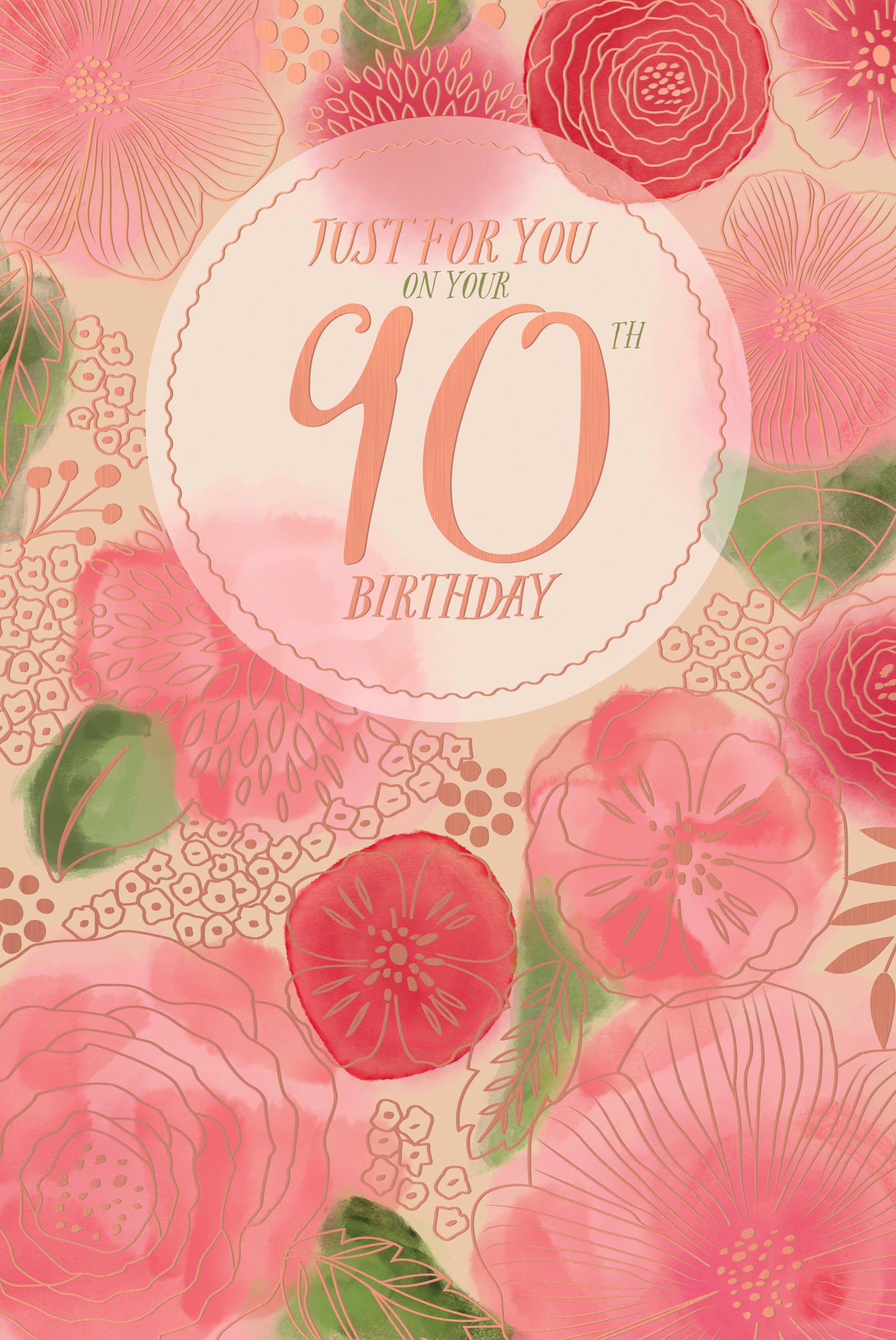 Luxury 90th Birthday Card For Her | Floral Design By Wishing Well Studios 6 x 9