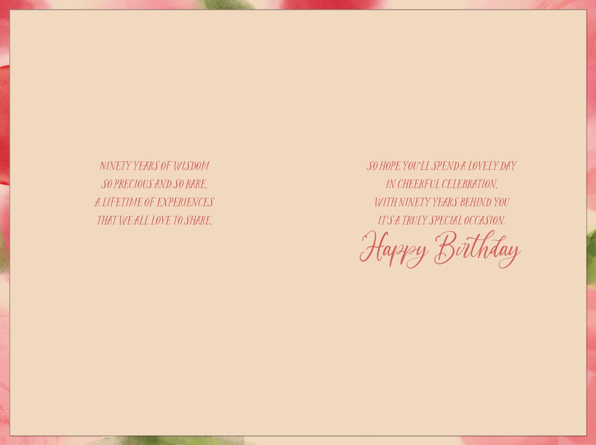 Luxury 90th Birthday Card For Her | Floral Design By Wishing Well Studios 6 x 9