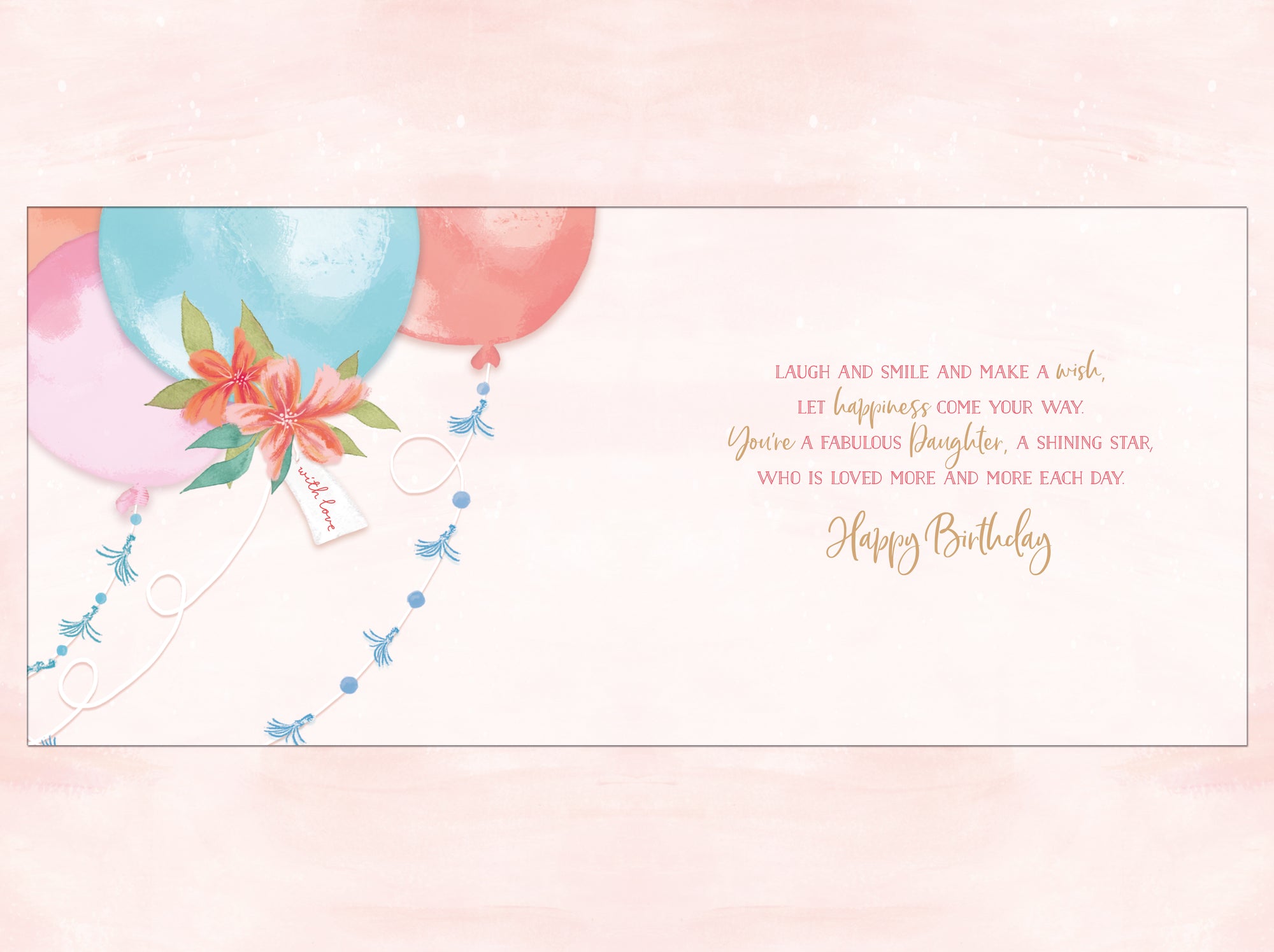 Wishing Well Birthday Card To a Lovely Daughter Peacock And Flowers Birthday Card, 6 X 9 Inches