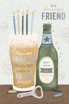 Luxury Silver Foiled Friend Birthday Card 'To A Wonderful Friend' designed by Wishing Well Studios 6 X 9 inches
