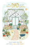Luxury Birthday Card 'To A Special Dad', Greenhouse And Garden Design With Foil Detail By Wishing Well Studios, Size 6 X 9 Inches
