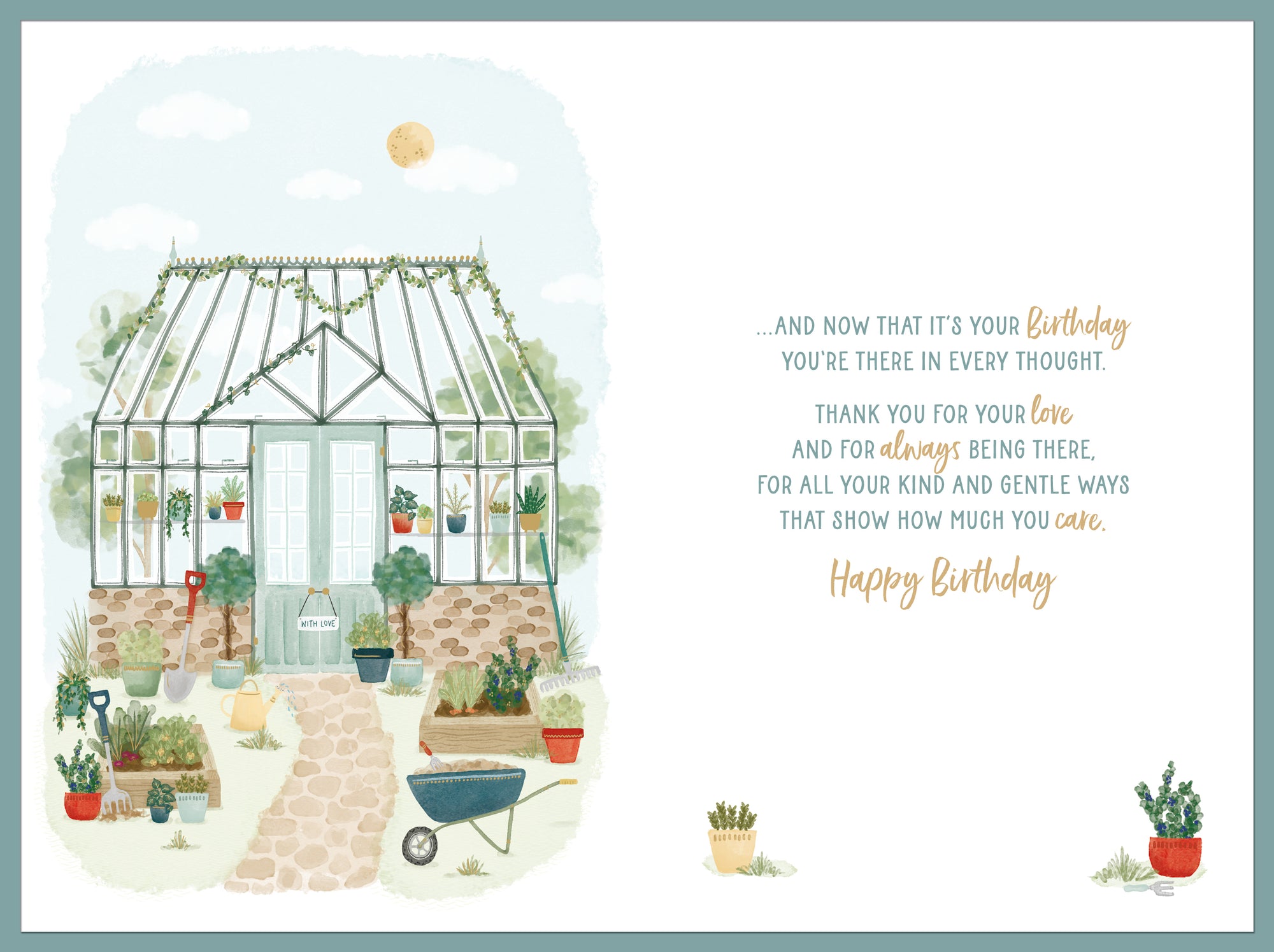 Luxury Birthday Card 'To A Special Dad', Greenhouse And Garden Design With Foil Detail By Wishing Well Studios, Size 6 X 9 Inches