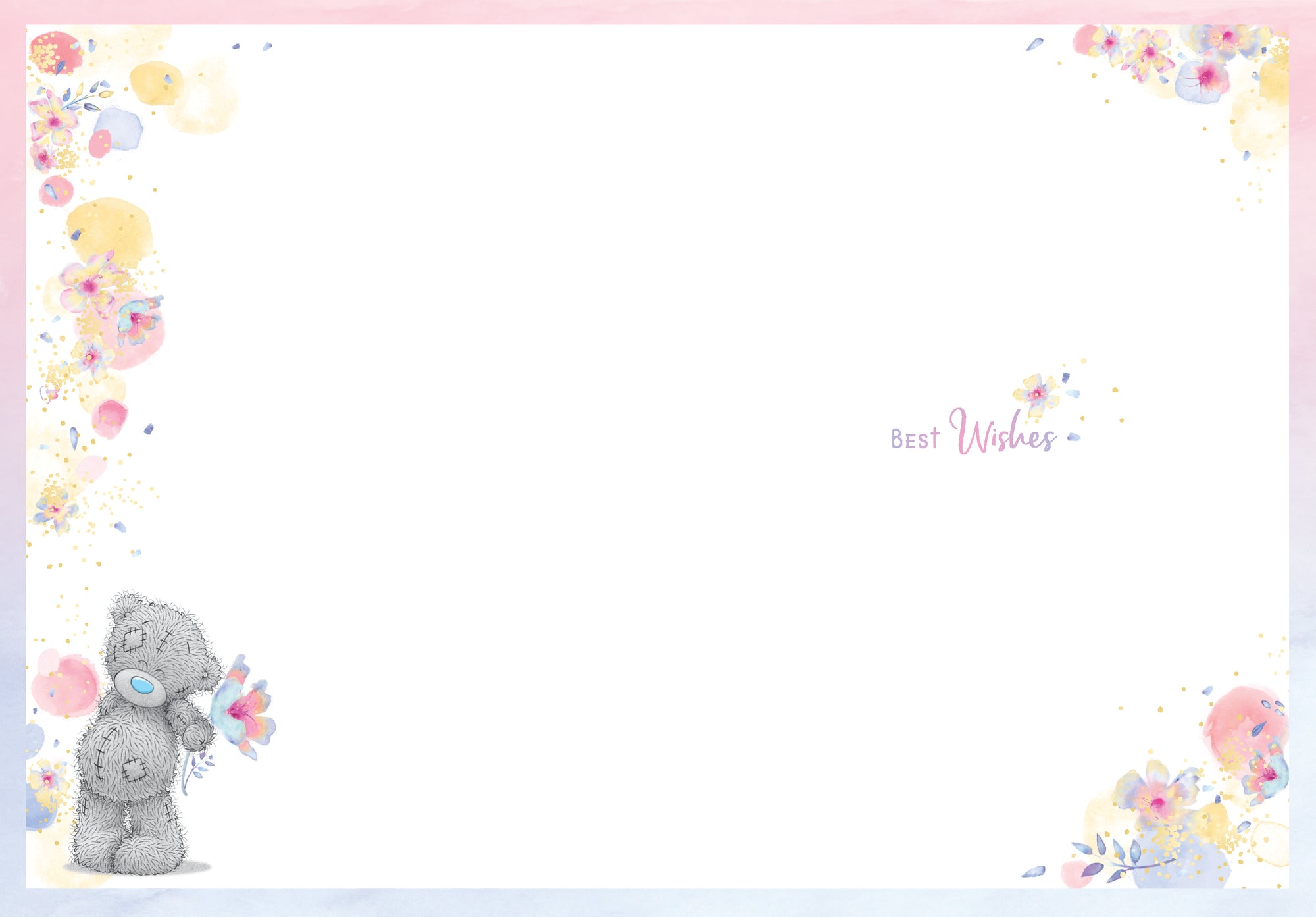 Me to You Get Well Card Tatty Teddy Holding Flower