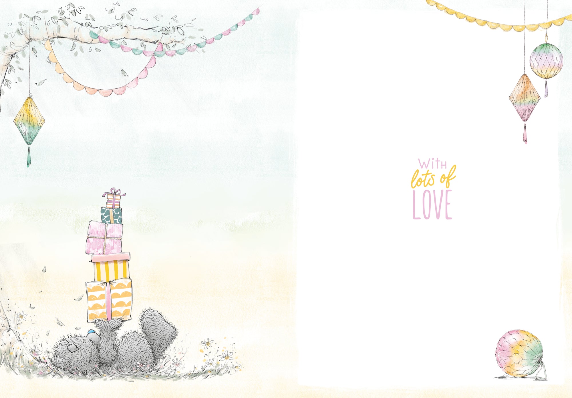 Me to You Birthday Card Tatty Teddy Peeking At Gift