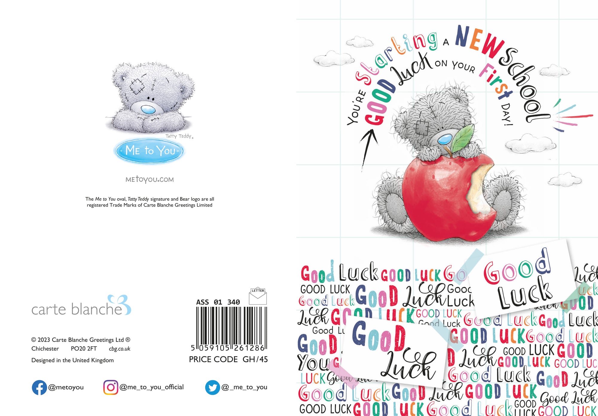 Me To You Tatty Teddy 'Off to Big School' Greeting Card 5x7ins - Official Collection