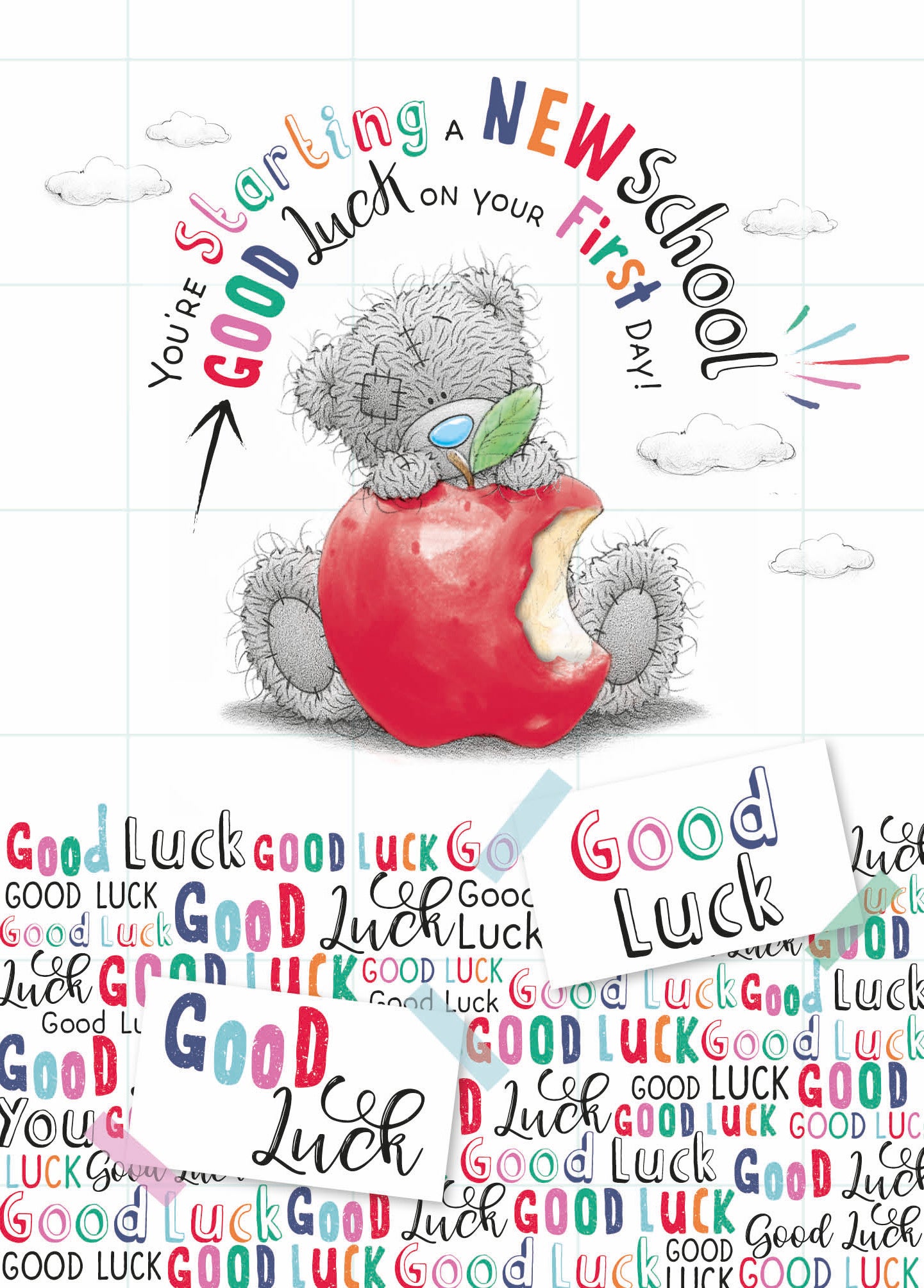 Me To You Tatty Teddy 'Off to Big School' Greeting Card 5x7ins - Official Collection
