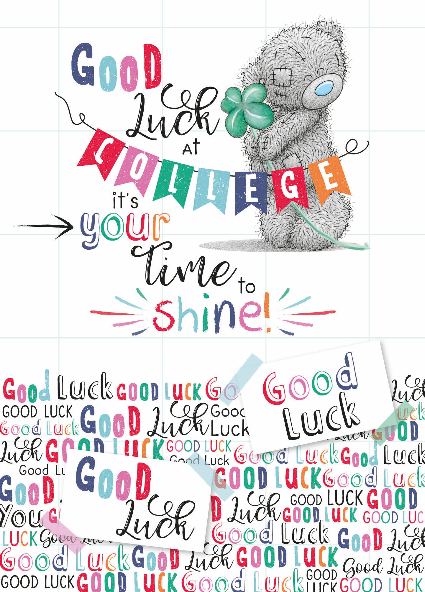 Me To You Tatty Teddy Good Luck At College Greeting Card 5x7ins - Official Collection