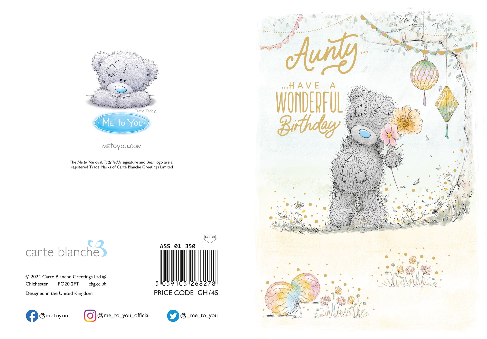 Me To You Tatty Teddy Aunty Have A Wonderful Birthday Card