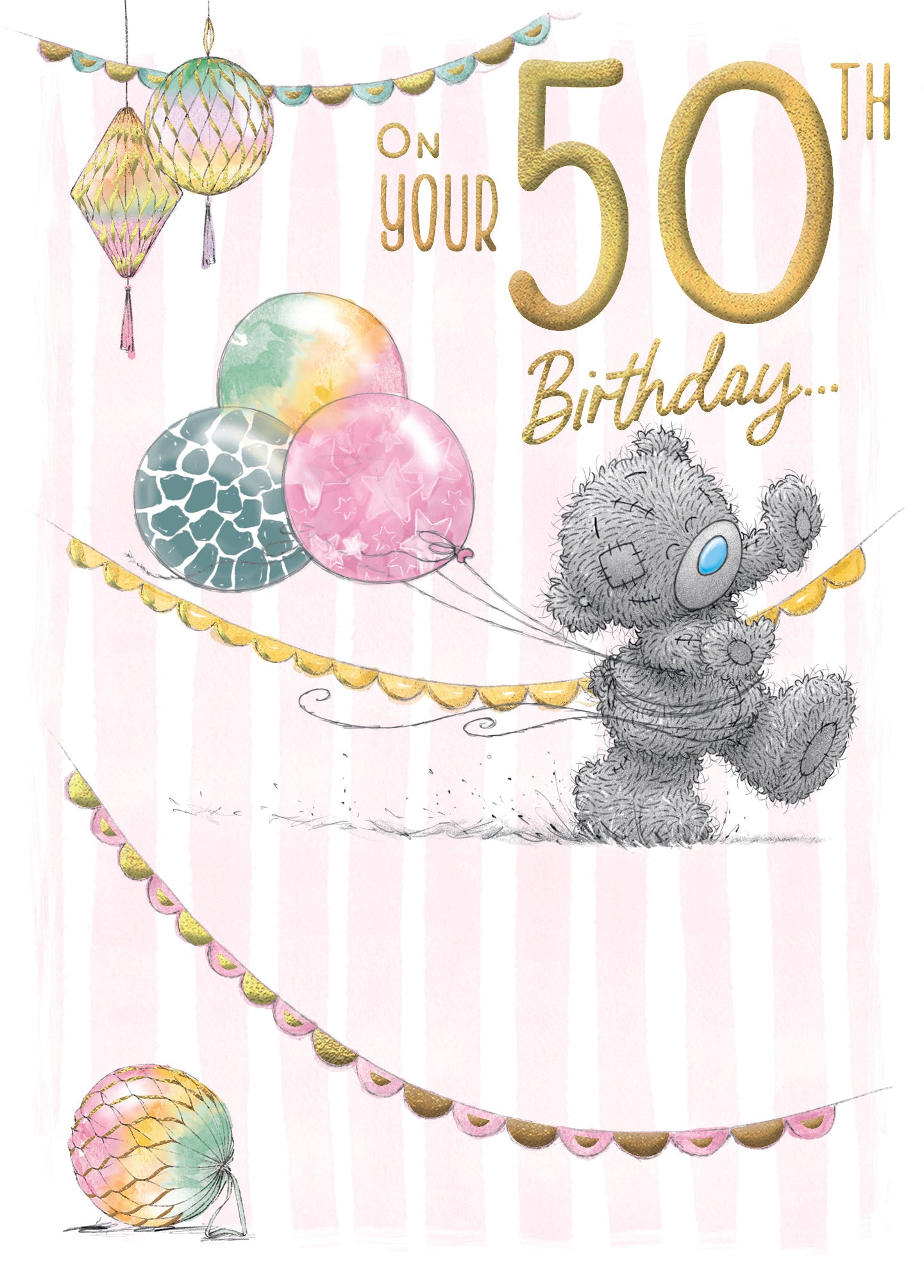 Me to You Tatty Teddy Cute 50th Birthday Card -  5 x 7