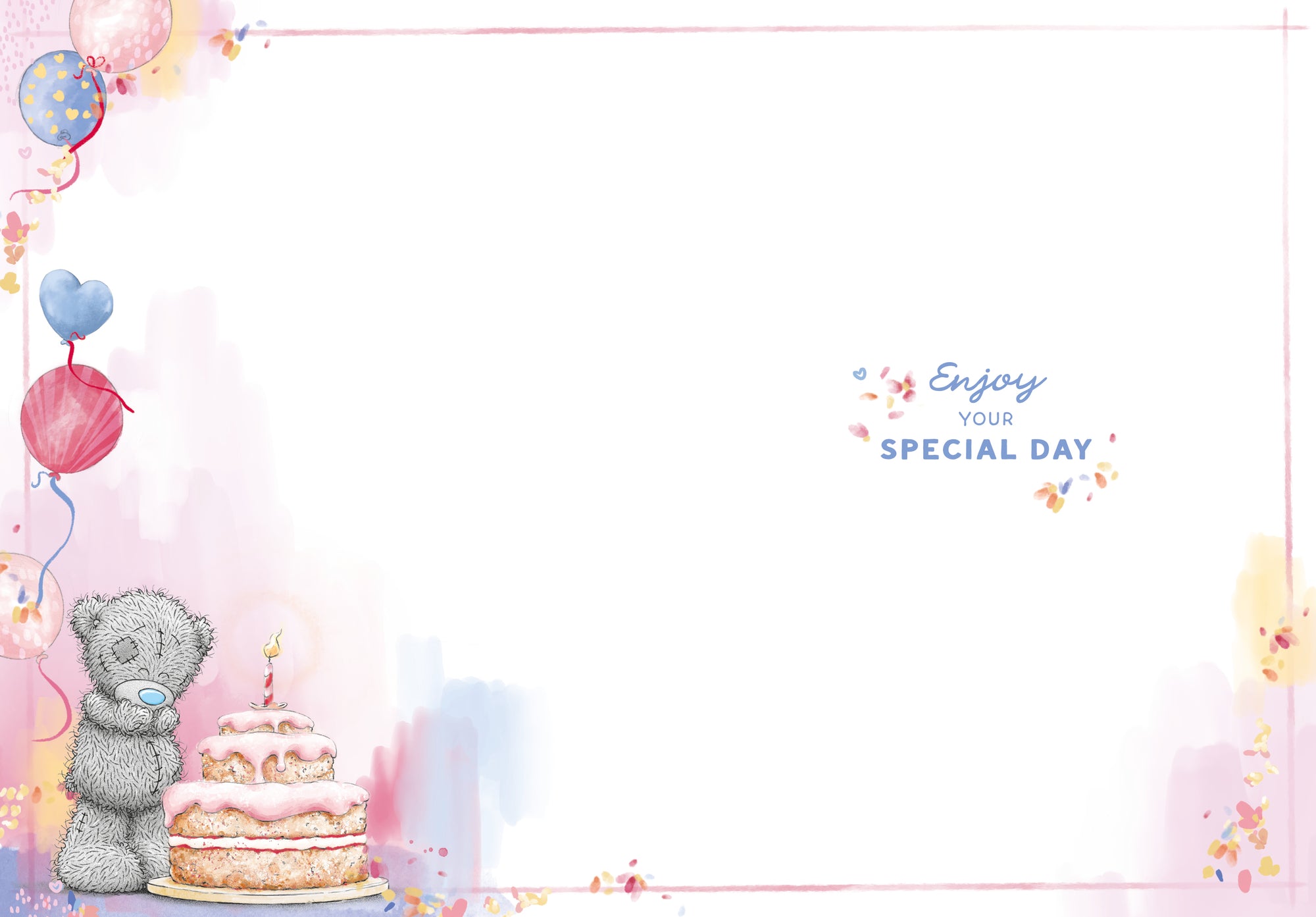 Me To You Tatty Teddy Cute Birthday Card  For Friends Or Family, Tatty Teddy With A Large Birthday Cake 12.7 X 22.8 cm - Official Collection