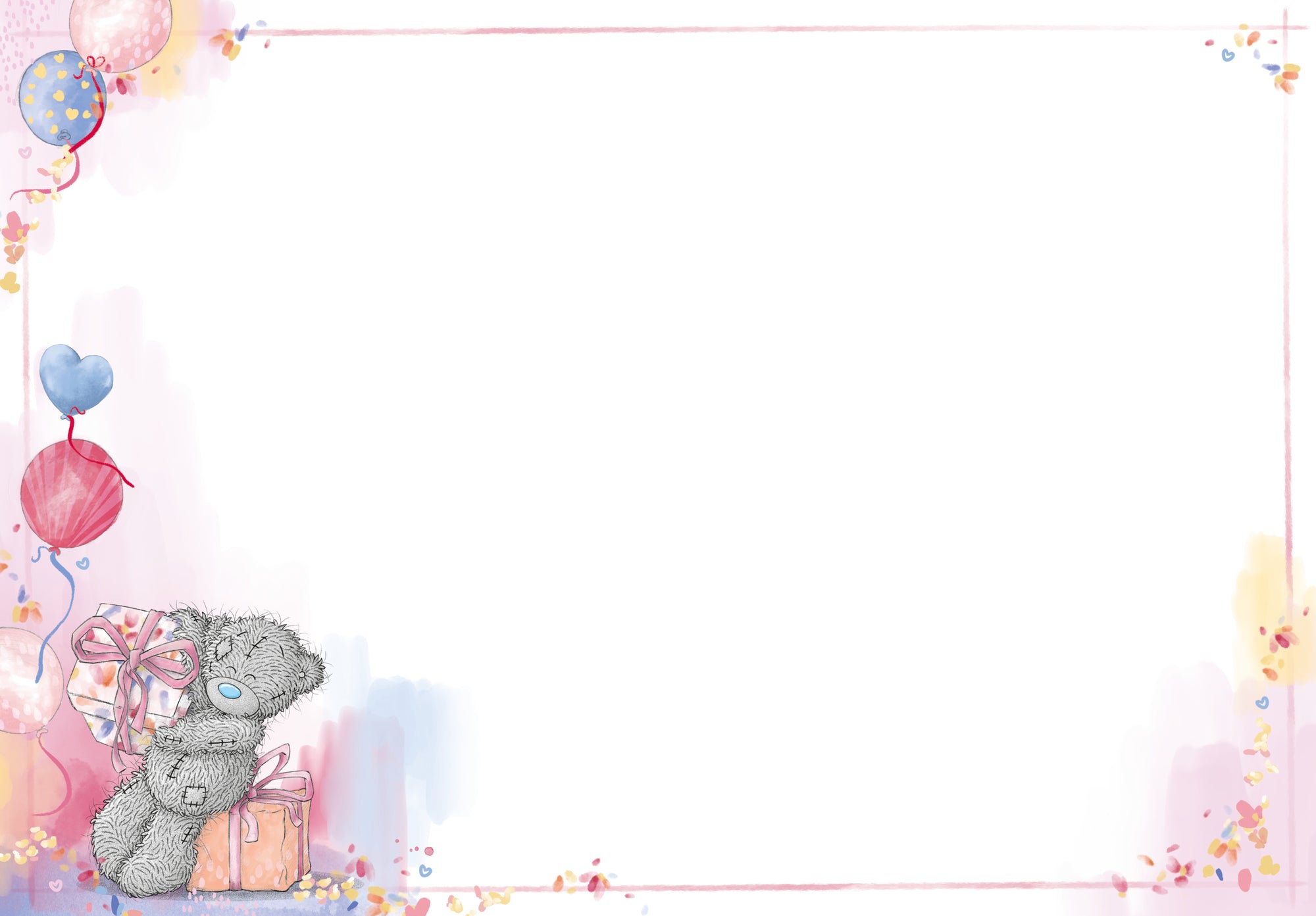 Me To You Tatty Teddy Cute Birthday Card  For Friends Or Family, Tatty Teddy Sat Amongst Gifts 12.7 X 22.8 cm - Official Collection