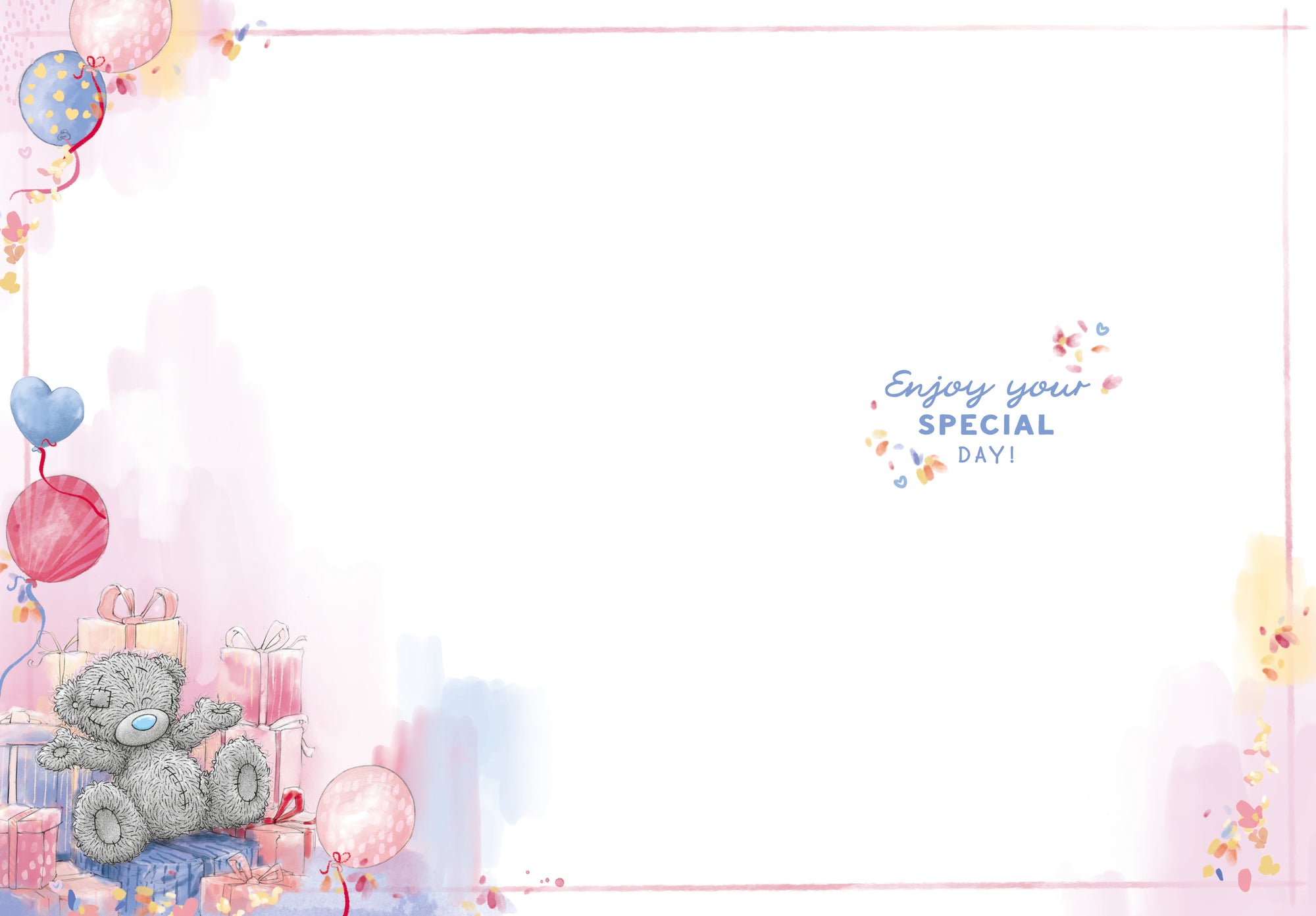 Me To You Tatty Teddy Cute Birthday Card  For Friends Or Family, Tatty Teddy Sat At Table With Birthday Cake, Blank Inside, 12.7 X 22.8 cm - Official Collection