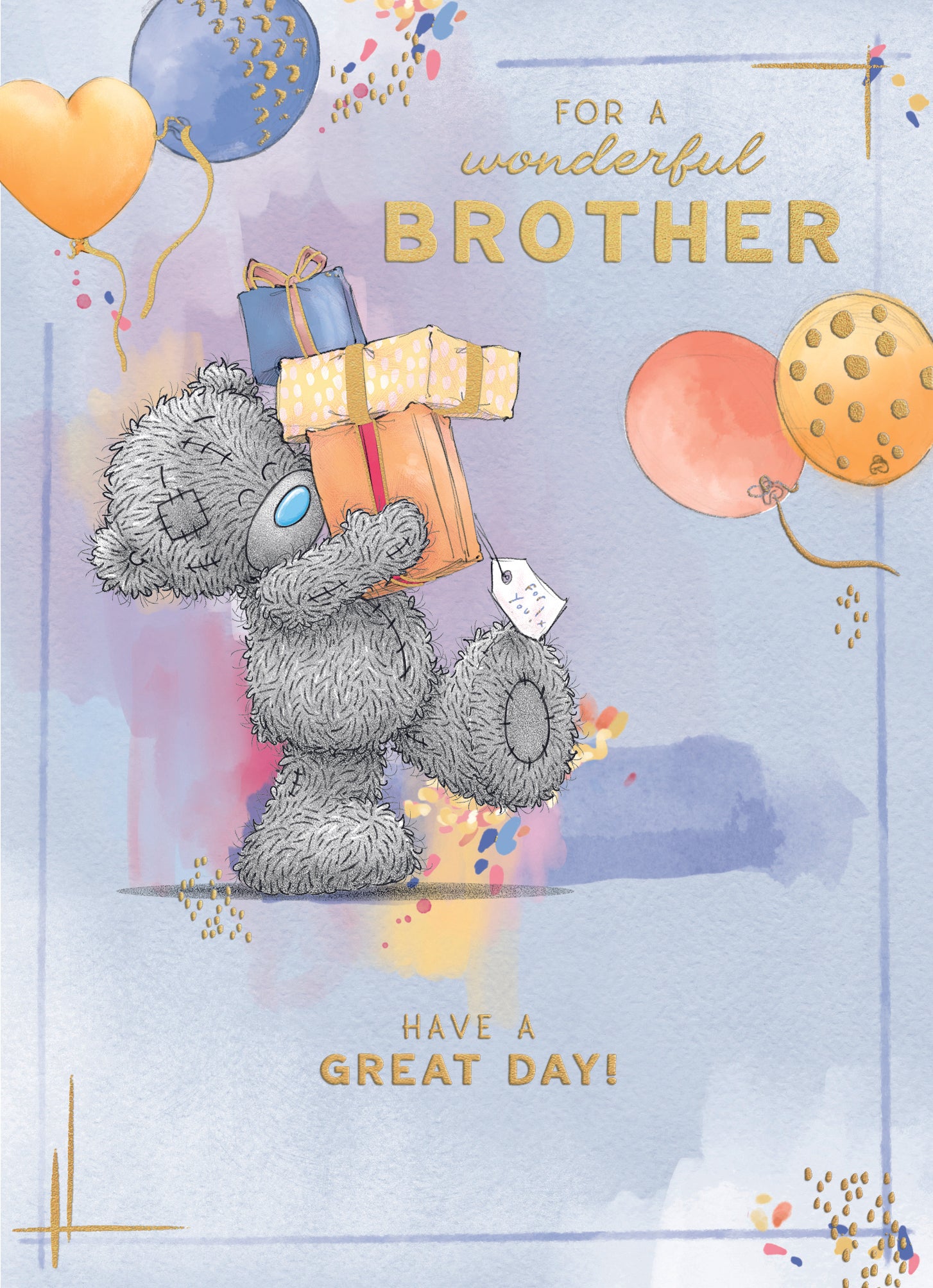 Me To You Tatty Teddy Cute Birthday Card For A Wonderful Brother, 7 X 5 Inches - Official Collection