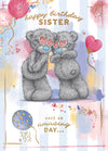 Me To You Tatty Teddy Sister Bears With Heart Glasses Luxury Gold Foil Birthday Card, 5 X 7 Inches - Official Collection