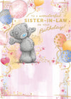 Me To You Tatty Teddy Wonderful Sister-In-Law Bear With Balloons Luxury Gold Foil Birthday Card, 5 X 7 Inches - Official Collection