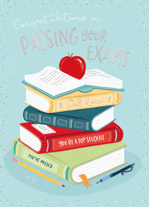 Luxury Silver Foil 'Congratulations For Passing Your Exams' Greetings Card by Wishing Well Studios, 7 X 5 Inches