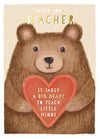 Wishing Well Thank You Teacher Fluffy Bear Design, Greeting Card Studios 5 x 7ins - Official Collection
