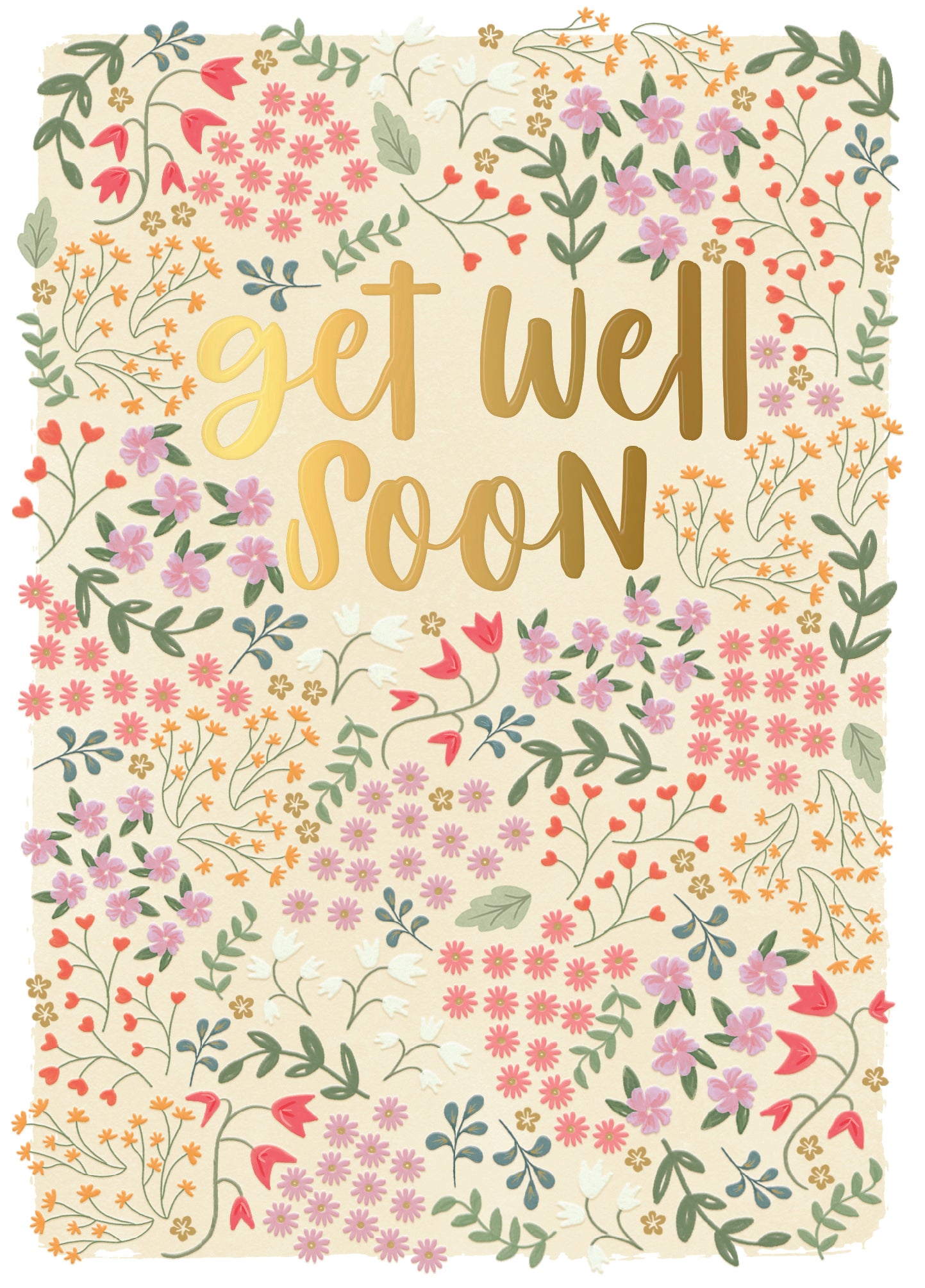Luxury Gold Foil 'Get Well Soon' Greeting Card by Wishing Well, 5 X 7 Inches