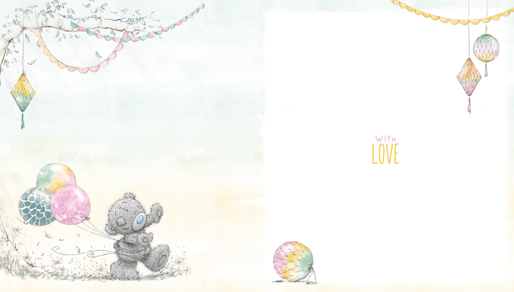 Me to You Birthday Card Tatty Teddy Holding Balloons